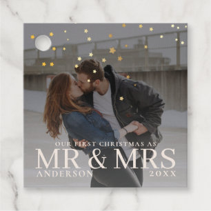Dark Dusky Couple Photo with Stars for Christmas  Favour Tags