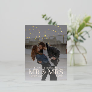 Dark Dusky Couple Photo with Stars for Christmas Foil Holiday Postcard