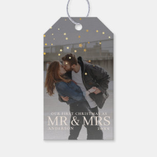 Dark Dusky Couple Photo with Stars for Christmas  Gift Tags