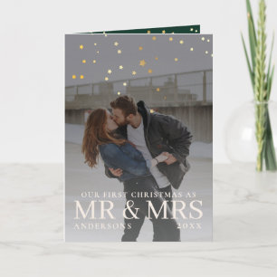 Dark Dusky Couple Photo with Stars for Christmas  Holiday Card