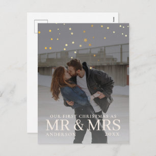 Dark Dusky Couple Photo with Stars for Christmas  Holiday Postcard