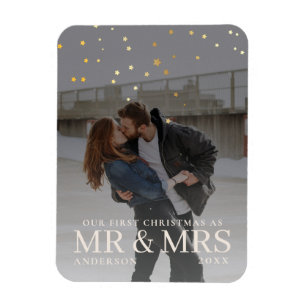 Dark Dusky Couple Photo with Stars for Christmas  Magnet