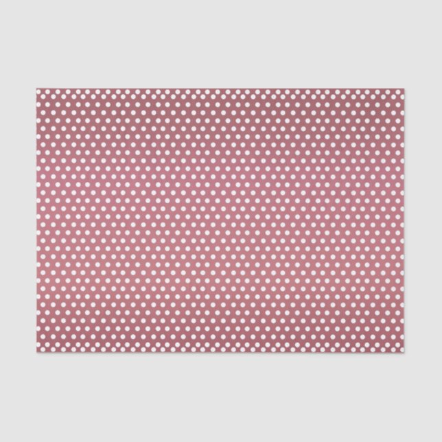Dark Dusty Rose and White Polka Dots Tissue Paper (Front)