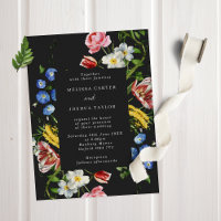 Dark Dutch Master Floral Frame Wedding Invitation