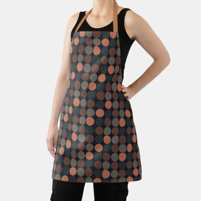 Dark Earth Geometric Circle Dots Design  Apron (Insitu)