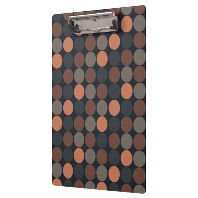 Dark Earth Geometric Circle Dots Design  Clipboard (Left)