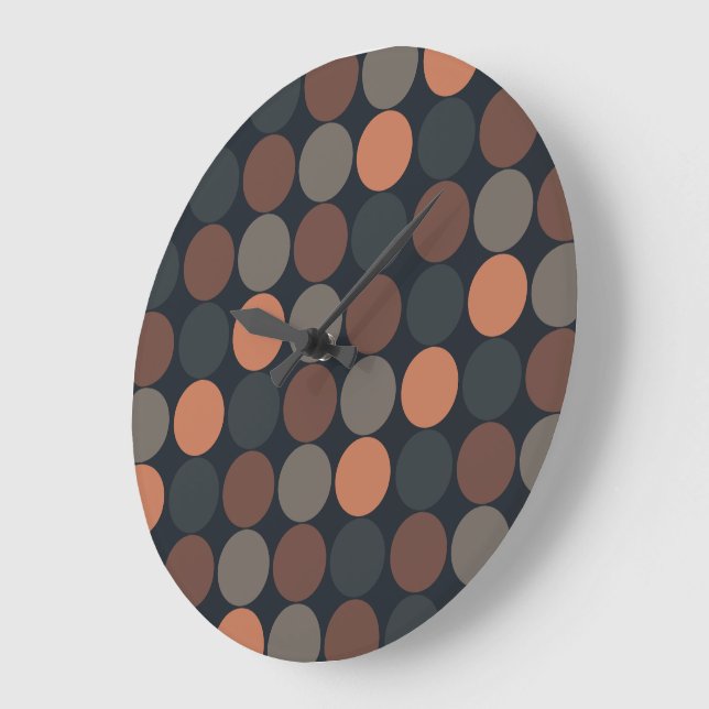 Dark Earth Geometric Circle Dots Design  Large Clock (Angle)