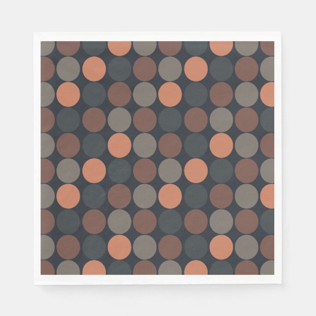 Dark Earth Geometric Circle Dots Design  Napkin (Front)