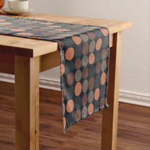 Dark Earth Geometric Circle Dots Design Short Table Runner