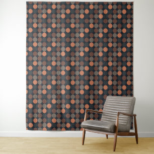 Dark Earth Geometric Circle Dots Design Tapestry