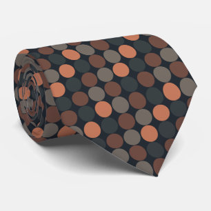 Dark Earth Geometric Circle Dots Design  Tie