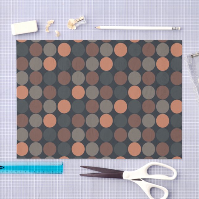 Dark Earth Geometric Circle Dots Design  Tissue Paper (Craft)