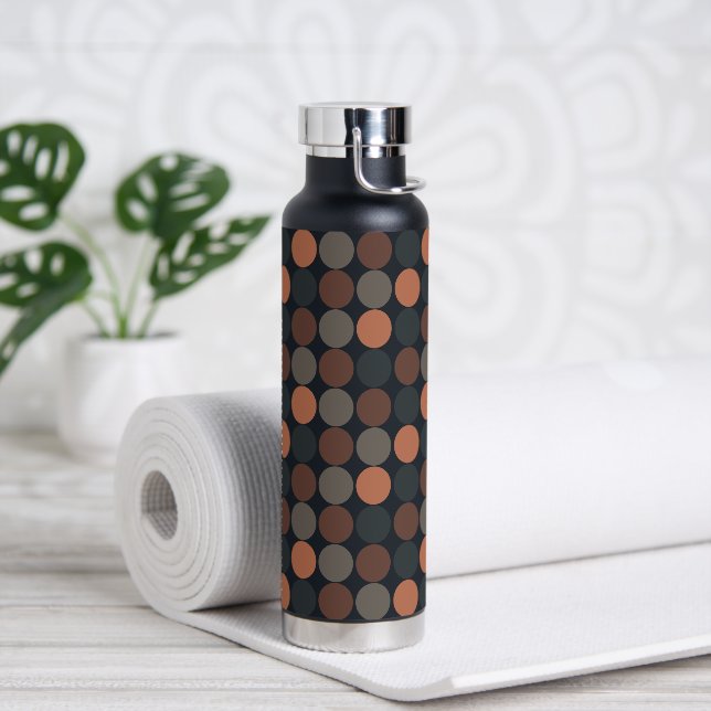 Dark Earth Geometric Circle Dots Design  Water Bottle (Yoga)