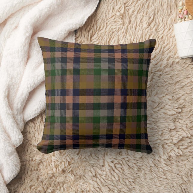 Dark Earth Gingham Plaid Check Design  Cushion (Blanket)