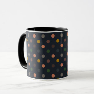 Dark Earth Tone Woodlands Polka Dots Design Mug