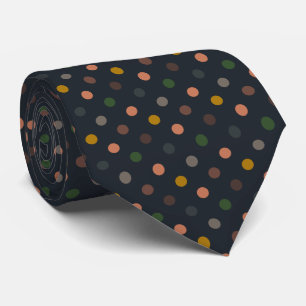 Dark Earth Tone Woodlands Polka Dots Design Tie