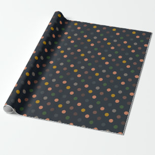Dark Earth Tone Woodlands Polka Dots Design Wrapping Paper