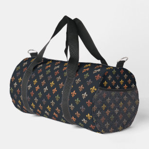 Dark Earth Woodlands Fleur-de-lis Design Duffle Bag