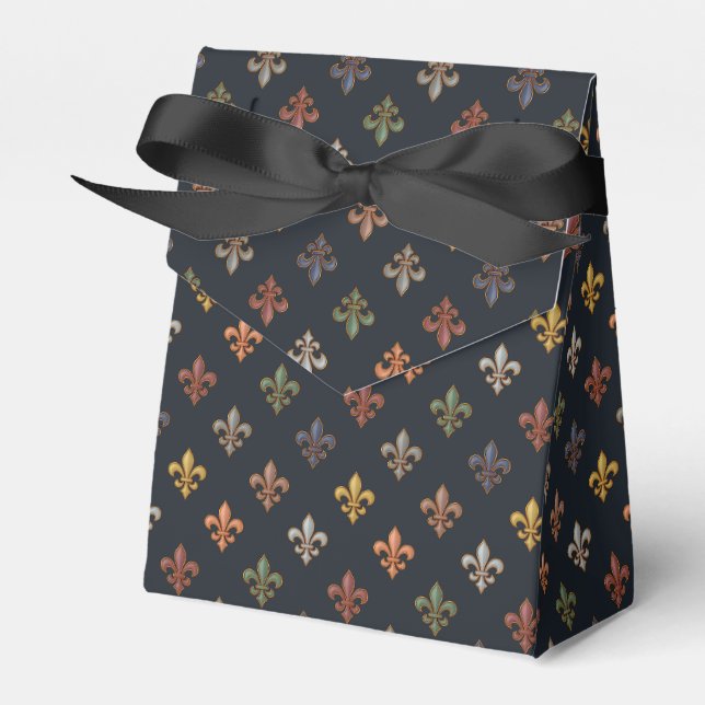 Dark Earth Woodlands Fleur-de-lis Design  Favour Box (Front Side)