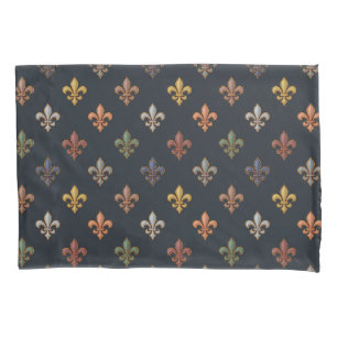 Dark Earth Woodlands Fleur-de-lis Design Pillowcase