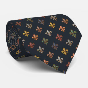 Dark Earth Woodlands Fleur-de-lis Design Tie