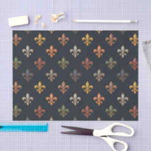 Dark Earth Woodlands Fleur-de-lis Design Tissue Paper
