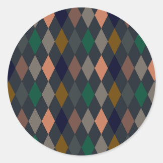Dark Earth Woodlands Harlequin Diamonds Classic Round Sticker