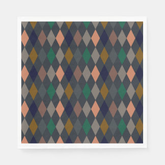 Dark Earth Woodlands Harlequin Diamonds Napkin