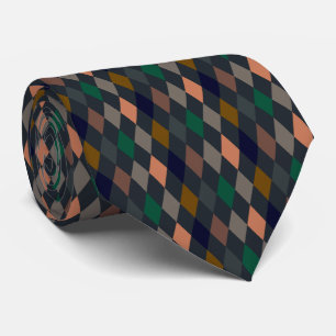 Dark Earth Woodlands Harlequin Diamonds Tie
