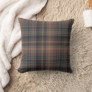 Dark Earth Woodlands Plaid Tartan Cushion