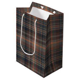 Dark Earth Woodlands Plaid Tartan Medium Gift Bag