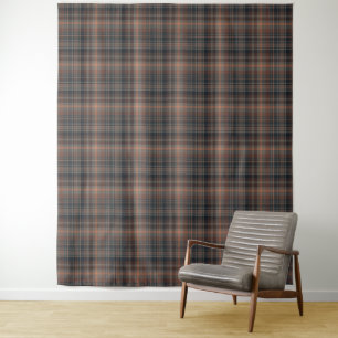Dark Earth Woodlands Plaid Tartan Tapestry