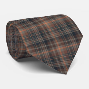 Dark Earth Woodlands Plaid Tartan Tie