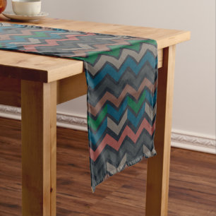 Dark Earth Woodlands Zigzag Chevron Short Table Runner