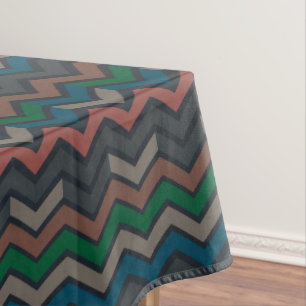 Dark Earth Woodlands Zigzag Chevron  Tablecloth