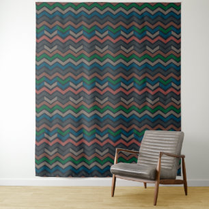 Dark Earth Woodlands Zigzag Chevron Tapestry