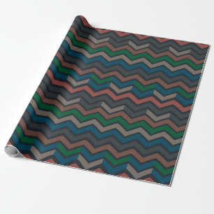 Dark Earth Woodlands Zigzag Chevron Wrapping Paper