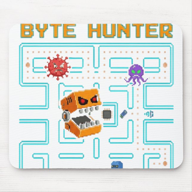 Dark Edgy Arcade Game Pixel Skull Parody Mouse Mat (Front)