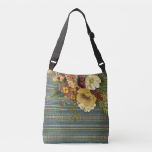 Dark Elegance Floral Crossbody Bag