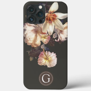 Dark Elegance Floral Personalised Monogram iPhone 13 Pro Max Case