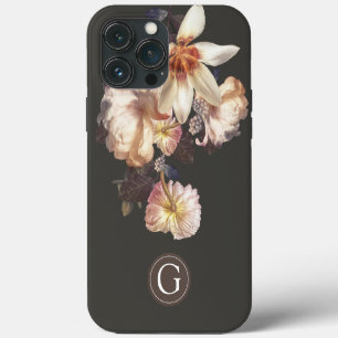 Dark Elegance Floral Personalised Monogram iPhone 13 Pro Max Case