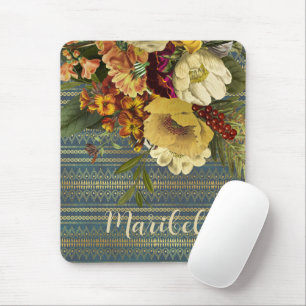 Dark Elegance Floral Personalised Mouse Mat