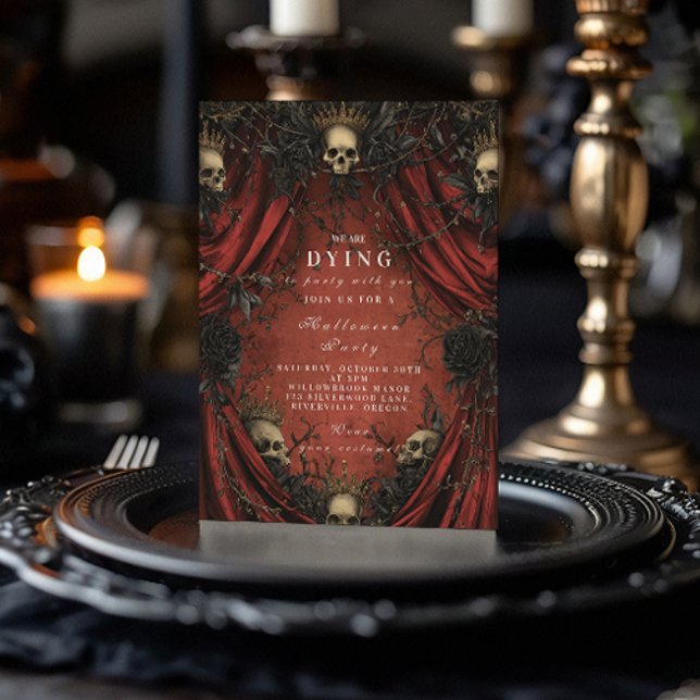 Dark Elegance Red Curtain Halloween Gathering Invitation (Creator Uploaded)