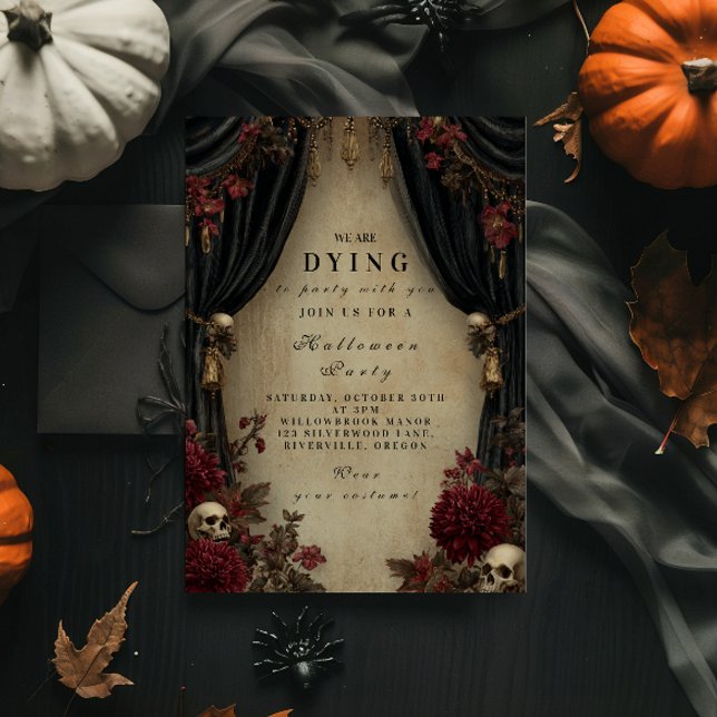Dark Elegance Skull and Drape Halloween Invitation (Creator Uploaded)