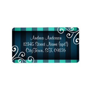 Dark Elegant aquamarine teal decor Label