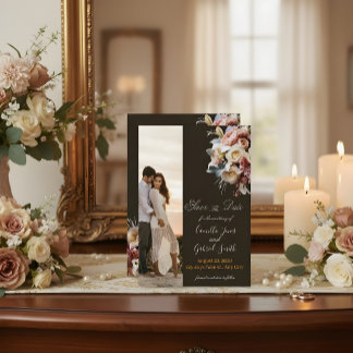 Dark Elegant Boho Wedding Invitation | Luxury Flor