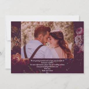 Dark Elegant Burgundy Moody Floral  Save The Date