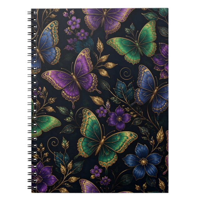 Dark Elegant Butterfly Pattern Notebook (Front)