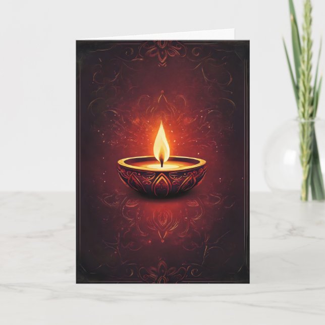 Dark Elegant Diwali Light Holiday Card (Front)