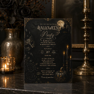Dark Elegant Gothic Halloween Party Invitation  